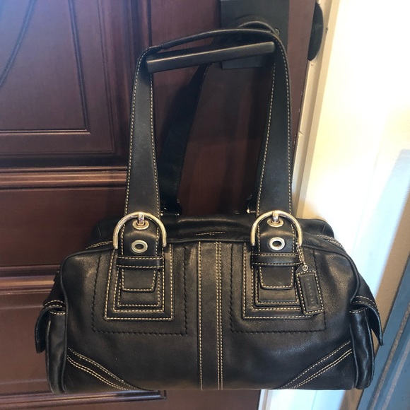 COACH BLACK LEATHER SATCHEL PREOWNED Great Beautiful Condition! - Picture 6 of 16